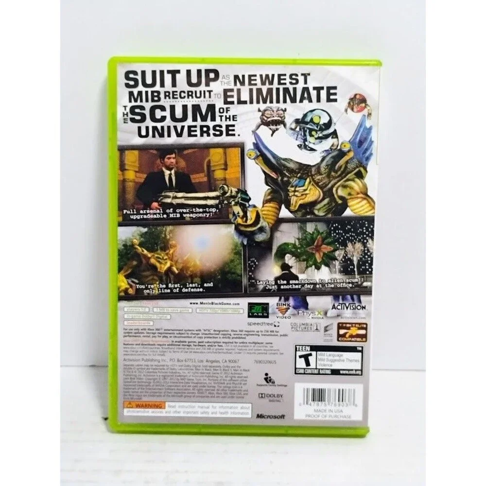 2012 MICROSOFT XBOX 360 MIB MEN IN BLACK ALIEN CRISIS CIB COMPLETE IN BOX
